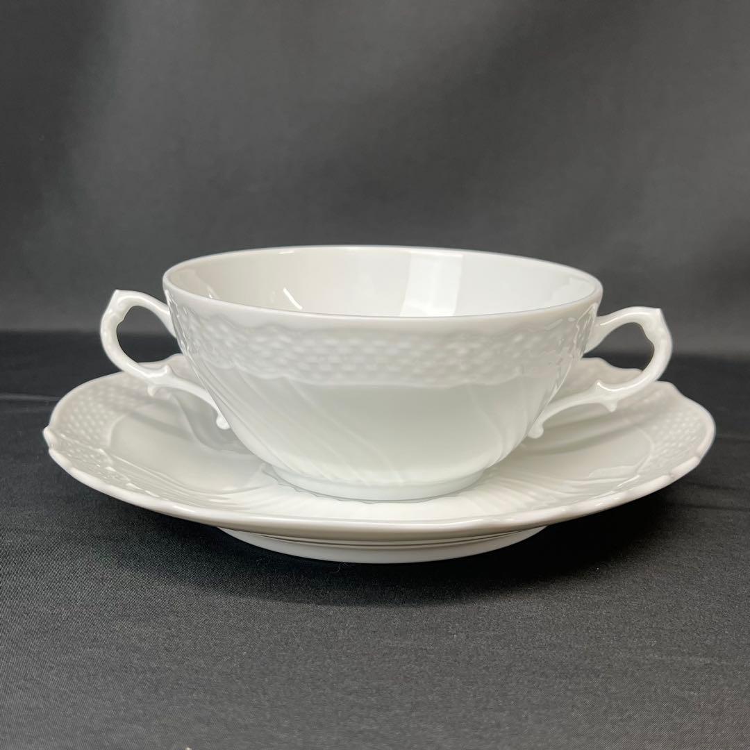 リチャードジノリ　ベッキオホワイト　スープカップ＆ソーサー　ペア