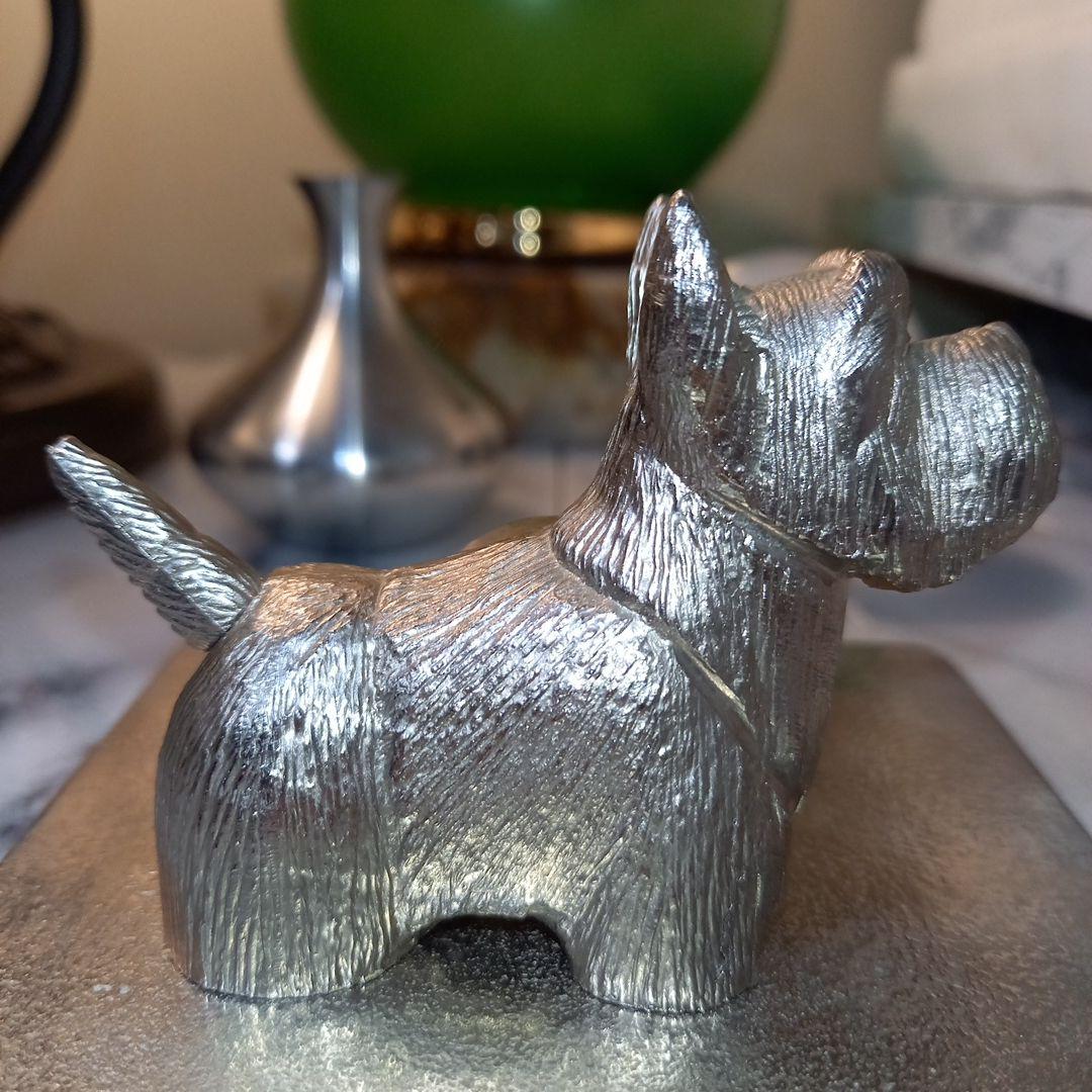 TIMEX　レア　置時計　スコティッシュテリア　ピューター　オブジェ　シルバー