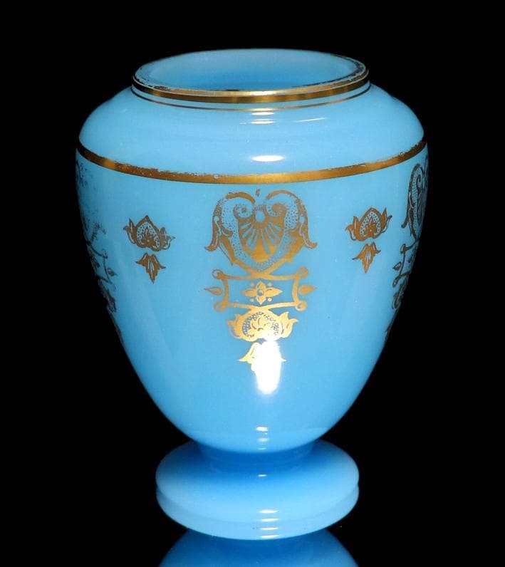 オールド・バカラ 1970年 金彩花瓶 エンパイア ブルー オパーリンクリスタル