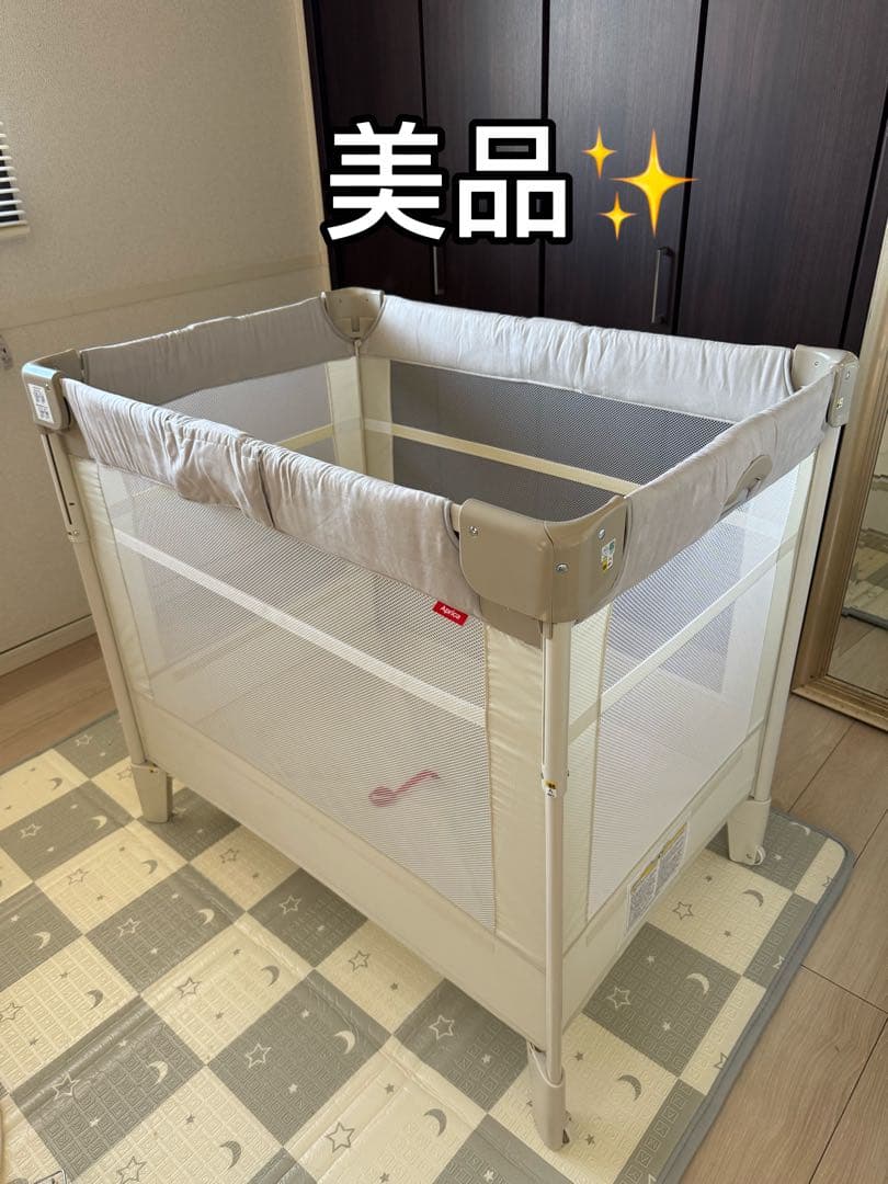【美品】ココネルエアープラス　折りたたみ式メッシュベビーベッド　取説付き