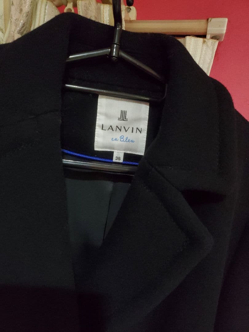 LANVIN en Bleu 黒 ダブルブレストコート 36