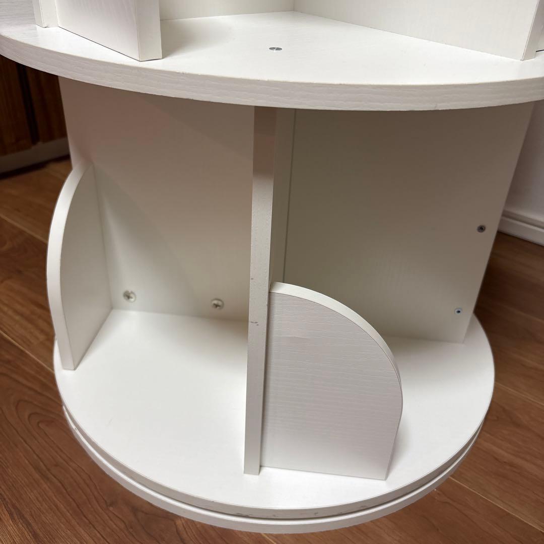 【組立済】本棚 回る本棚 回転本棚 3段 ホワイト ruihong