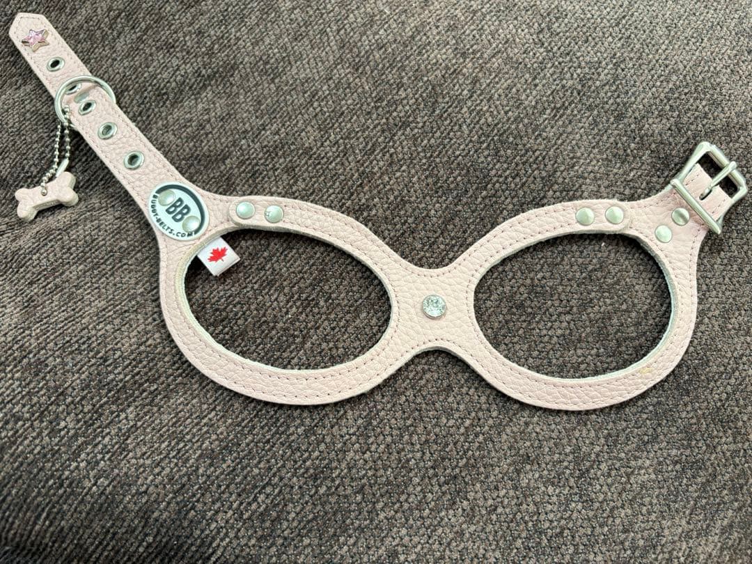 バディーベルト ベビーピンク 3号 クリスタル付 オールレザーリードSサイズ