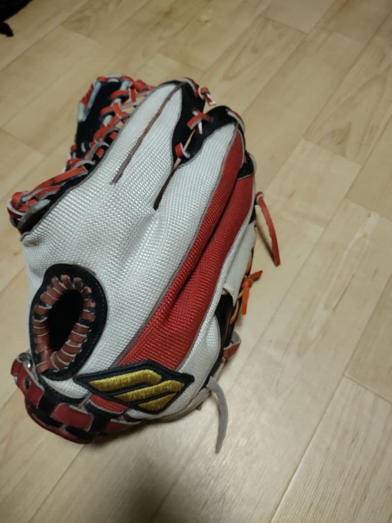ミズノプロ軟式オーダーグローブ ビッグM　ホワイトメッシュ レッド