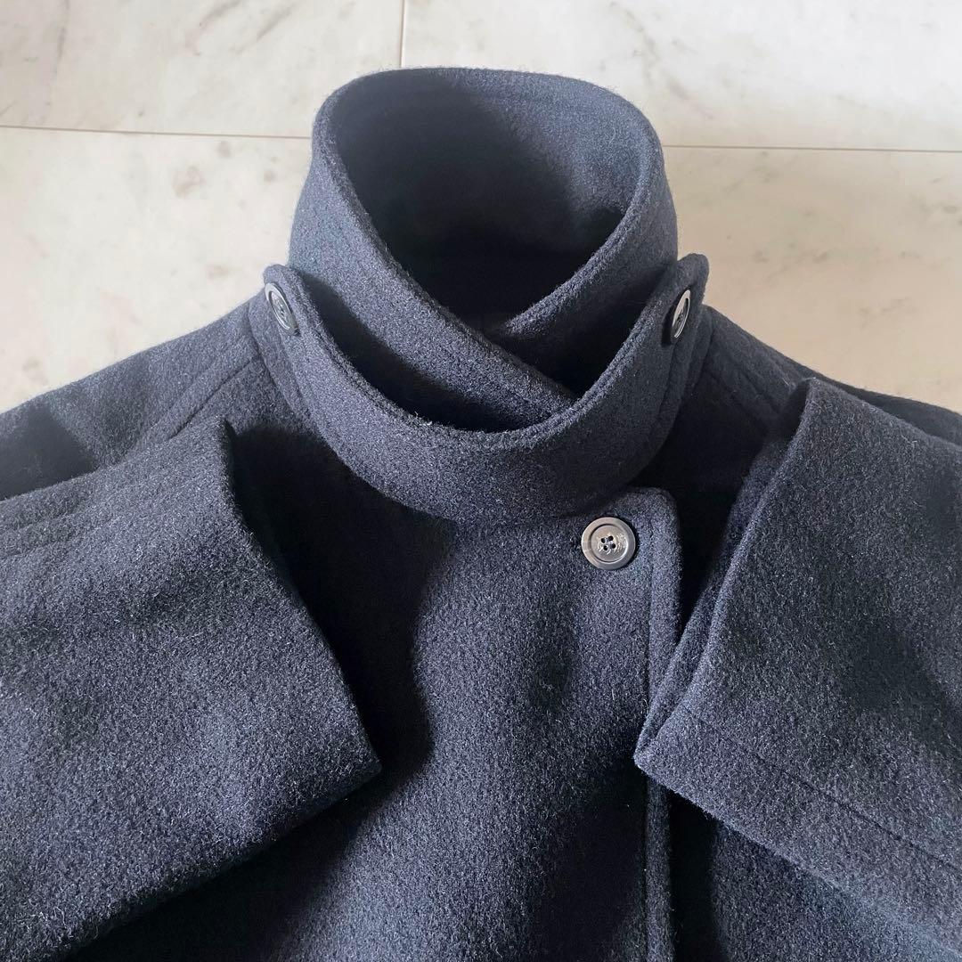 ジャーナルスタンダードレリューム 尾州ウールモッサWブレストハーフコート 黒