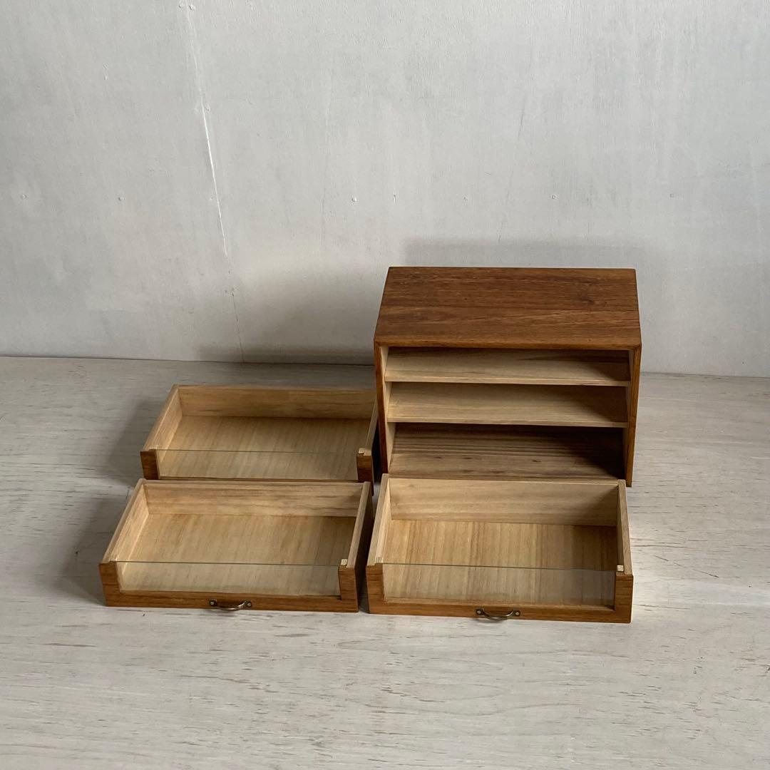 古い木製3杯 小引き出し 小物入れ 糸ケース 古家具 ディスプレイケース