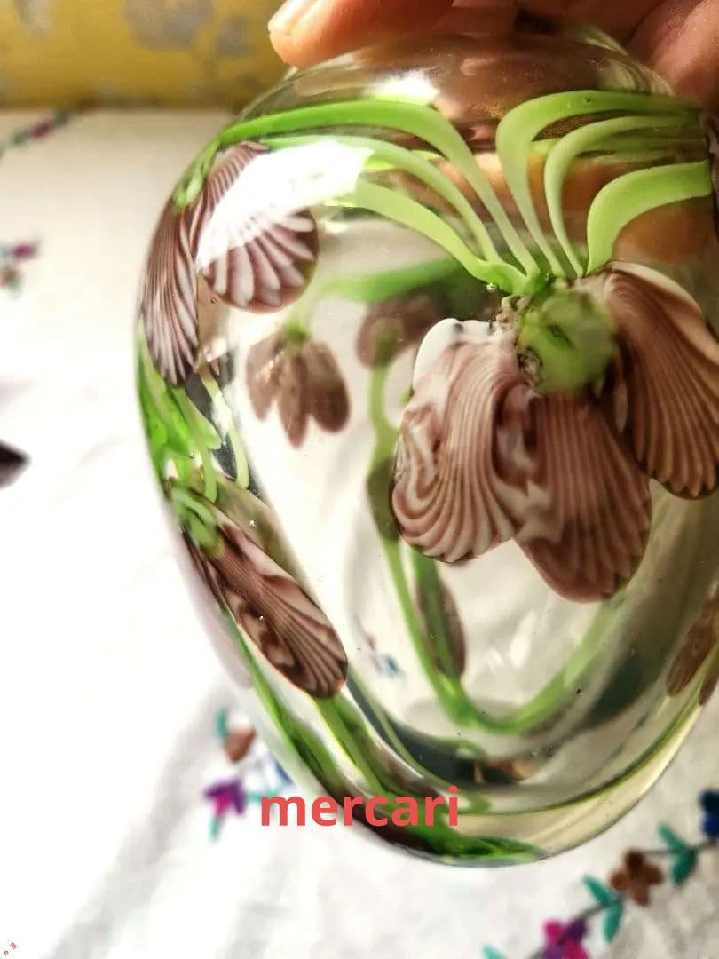 アメリカ　Orient & Flume Art Glass　フラワーベース