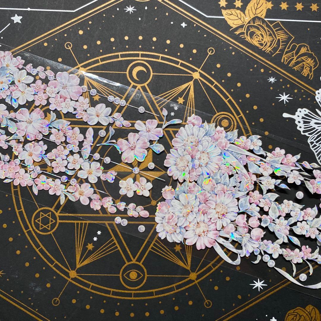 【9311】海外　マステ　中古巻　貝殻光マスキングテープ　お花　装飾系
