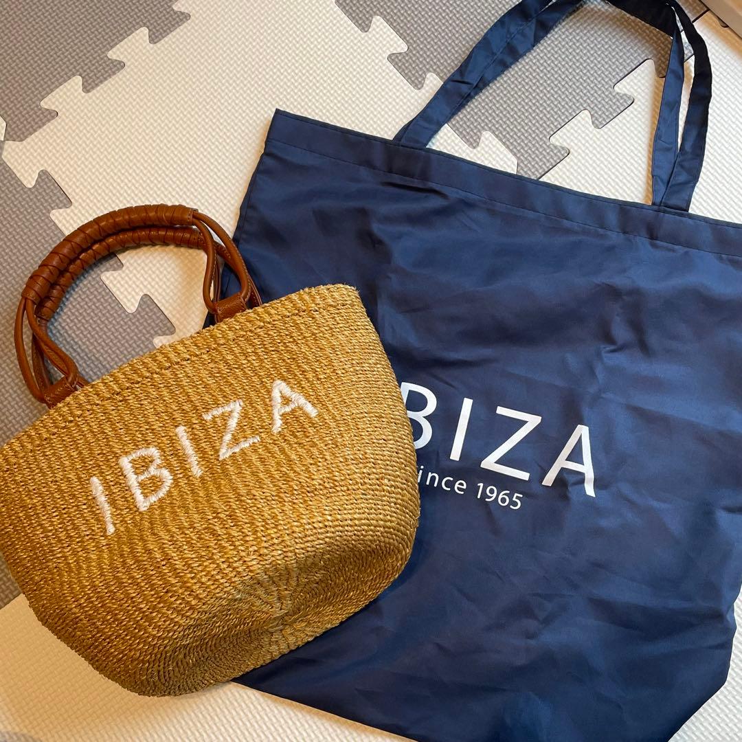 IBIZA イビザ　アバカ　ラフィアバッグ　ハンドバッグ　ロゴ