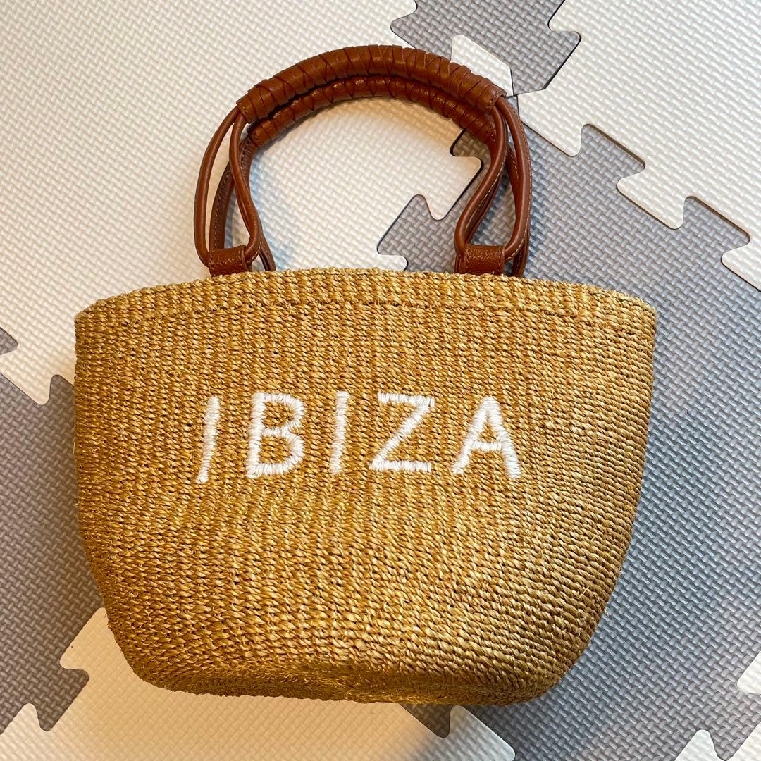IBIZA イビザ　アバカ　ラフィアバッグ　ハンドバッグ　ロゴ