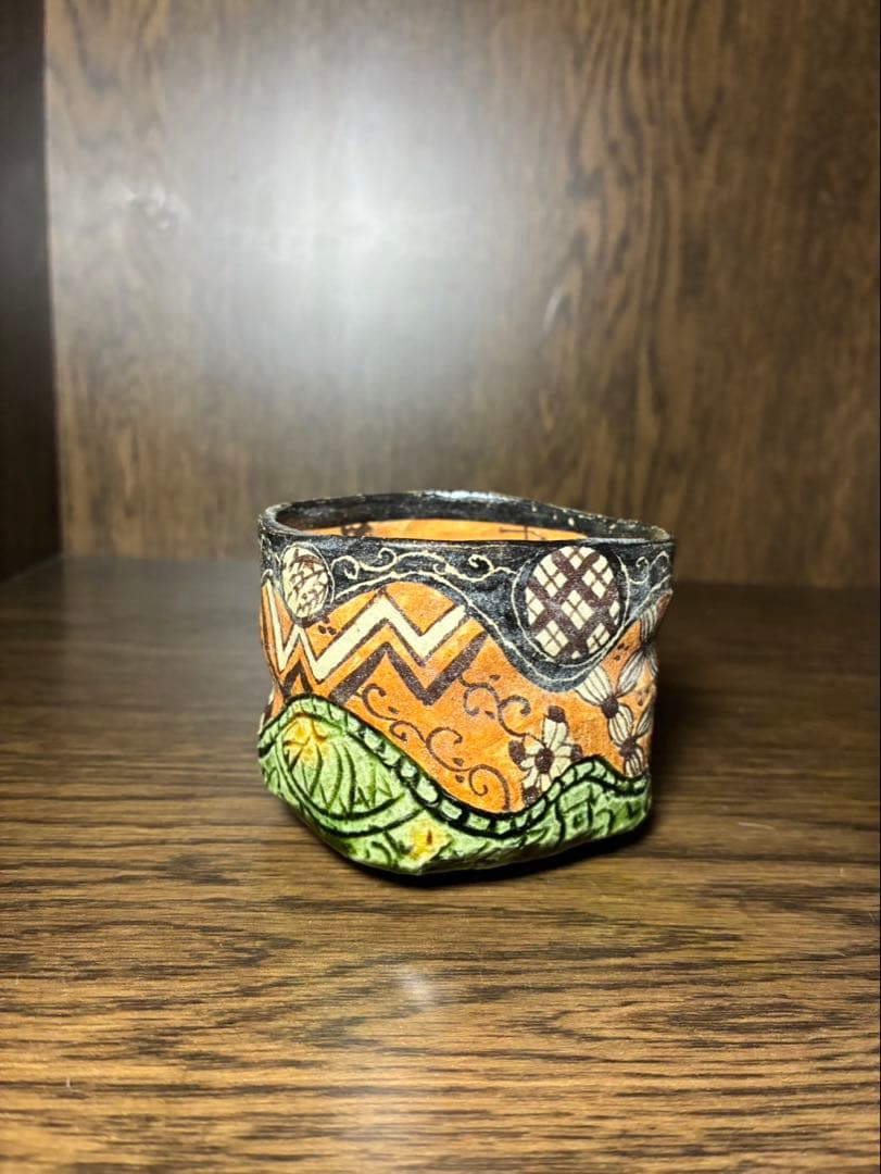 漫画織部 ぐい呑　花魁　深見文紀 共箱