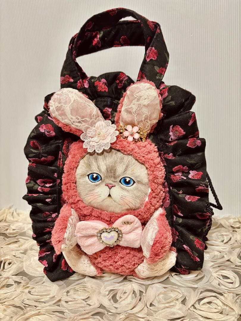 コヤンイサムチョン　モコモコフリルの大きめルミちゃん巾着バッグ