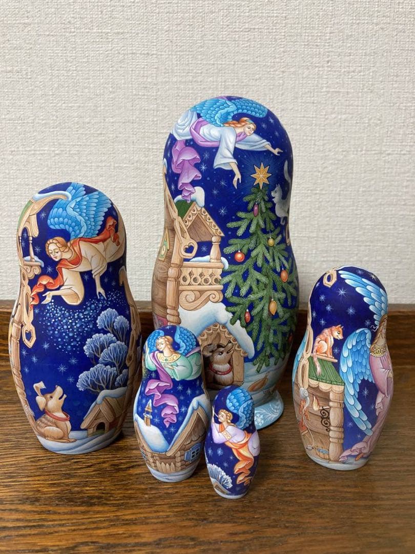 ロシア雑貨☆イコンマトリョーシカ クリスマス(5P)コブロフ工房