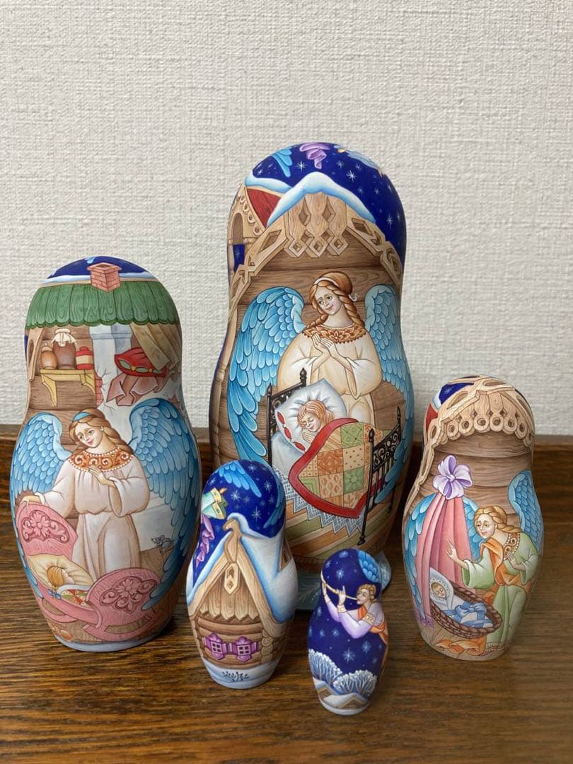 ロシア雑貨☆イコンマトリョーシカ クリスマス(5P)コブロフ工房