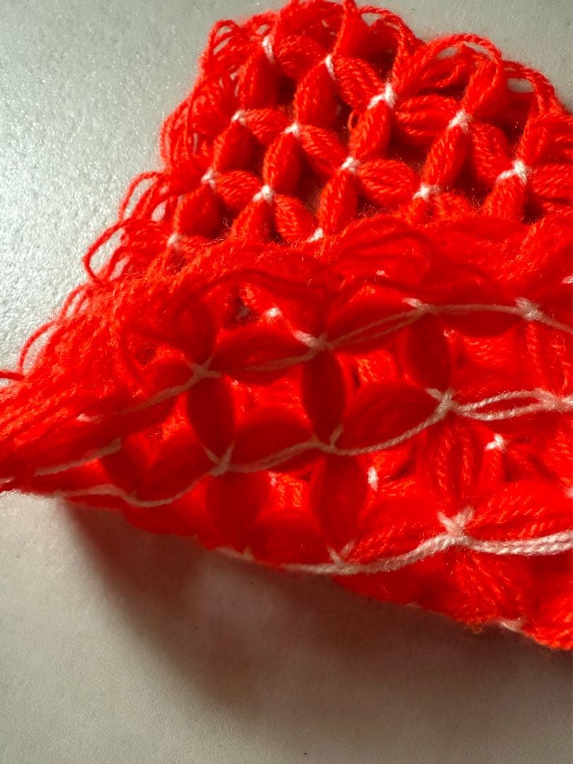 古着 ビンテージ 70s 鍵網 特殊網 グラニー ブランケット 敷物 希少 美品