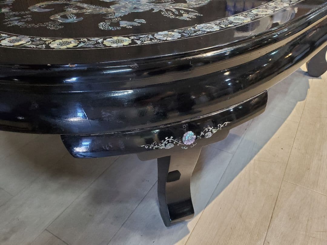 アジアンスタイル 木製楕円形テーブル