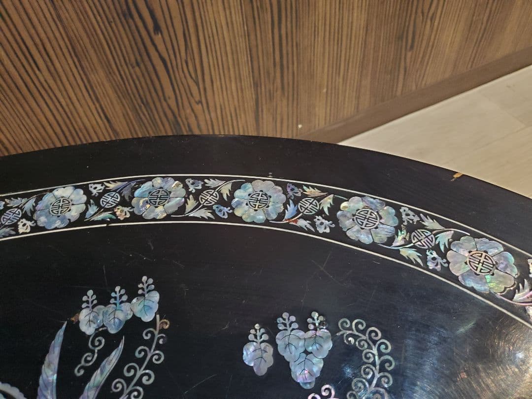 アジアンスタイル 木製楕円形テーブル