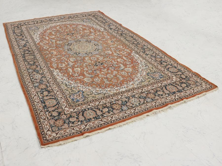 Y2361 中国シルク絨毯 シルク100% 手織り180段 大判276×182㎝