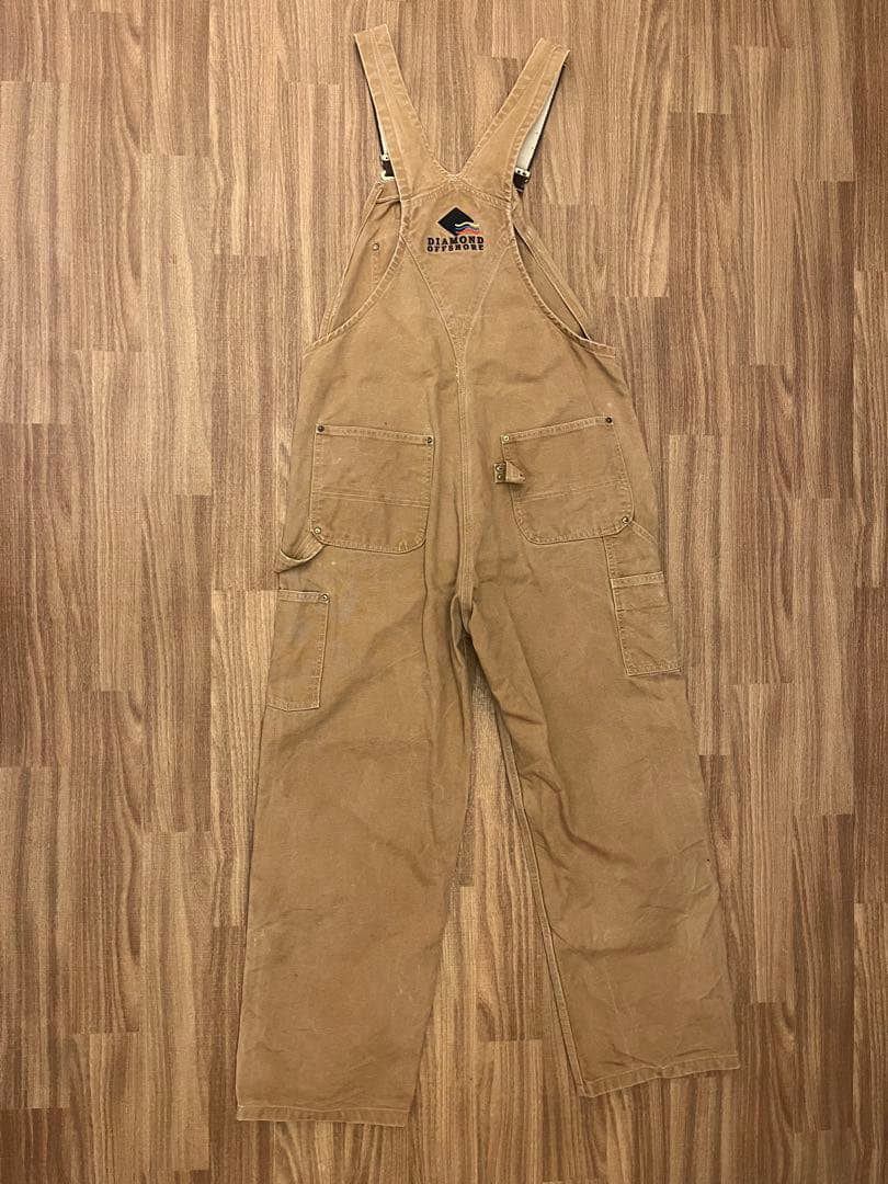 Carhartt ダック地 オーバーオール W34 ダブルニー キャメル