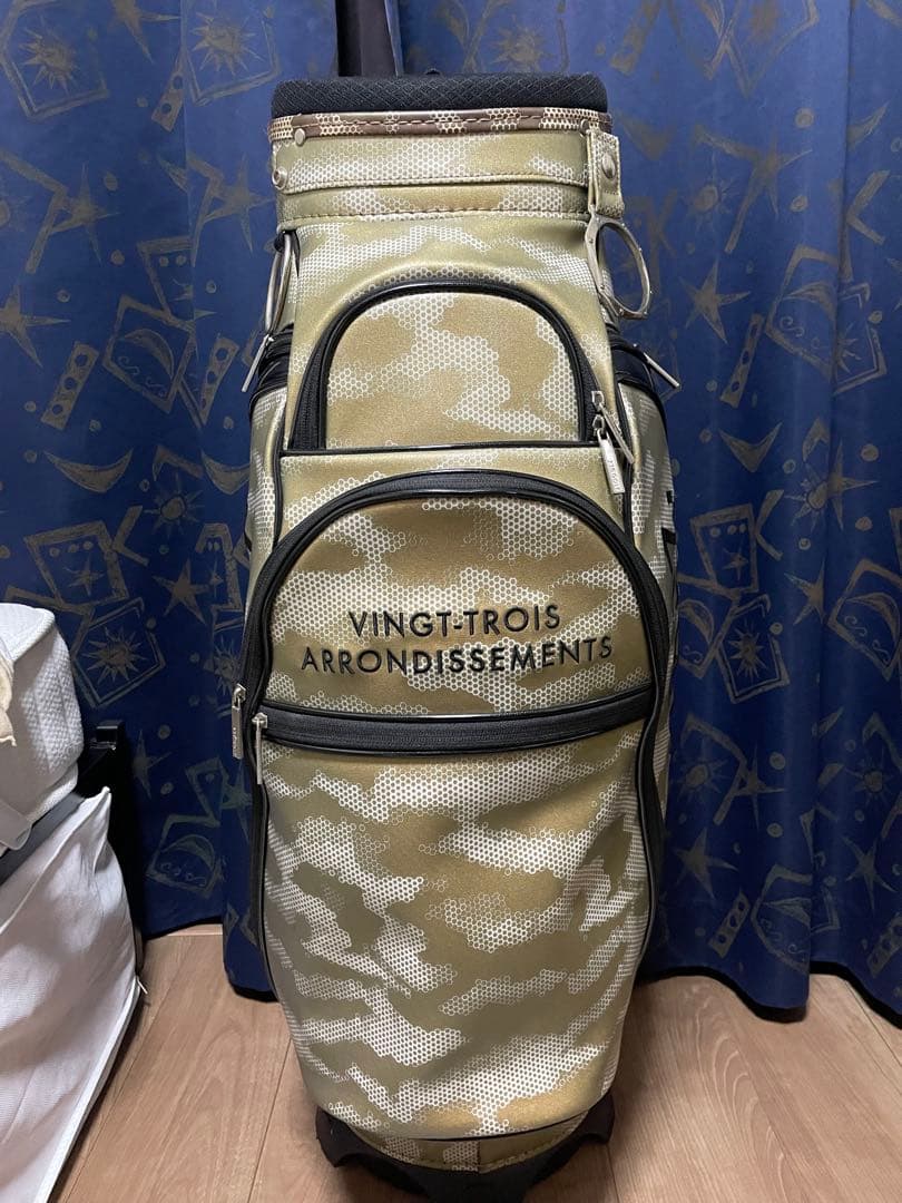 23区GOLF ゴールド迷彩柄 ゴルフバッグ※サブバッグあり