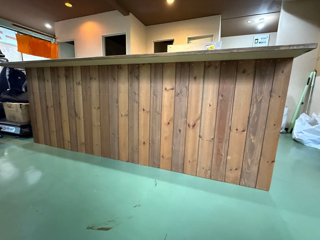 木製L字カウンターテーブル 330cm×133cm×95cm