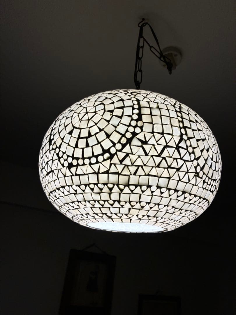 トルコランプ モザイクガラス ペンダントライト 白色