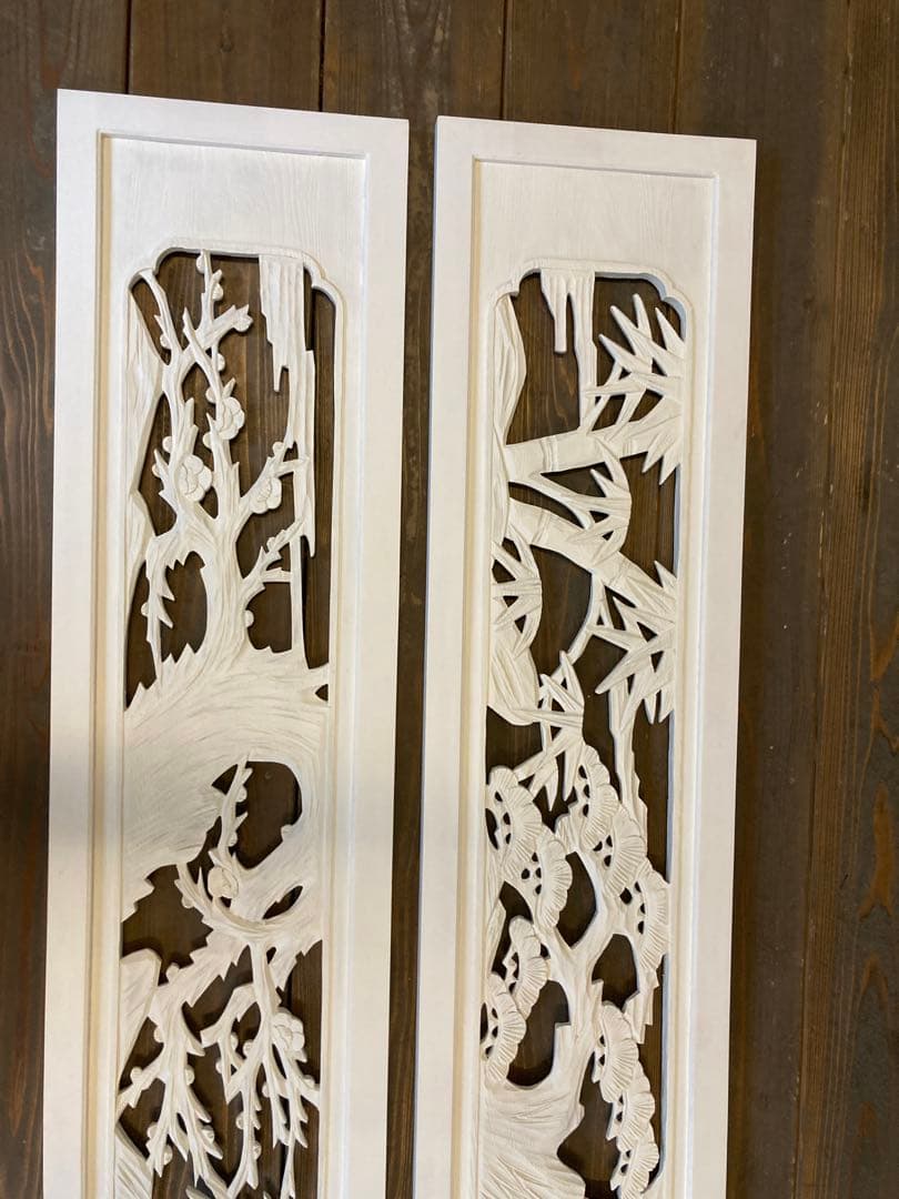 欄間　白　リメイク　ディスプレイ　店舗　彫刻　アートフレーム