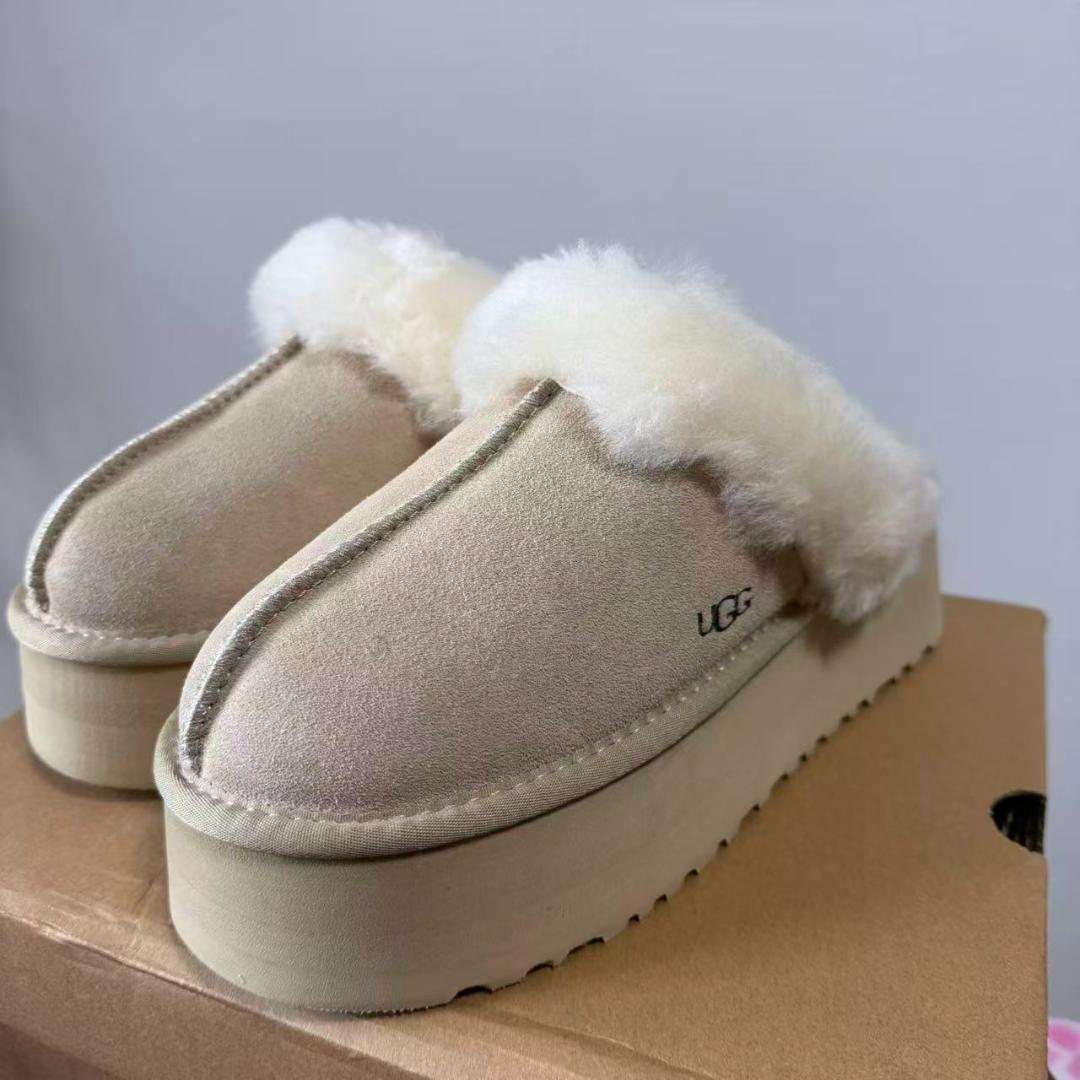 UGGファンケット レディース 厚底 ムートン サンダル グレー23.5cm