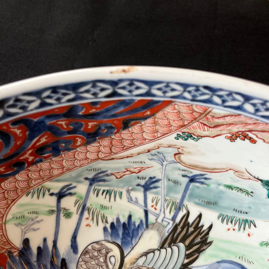 江戸時代　有田焼　古伊万里　錦手　金彩赤絵　『特大』 ‼️大鉢　直径37cm