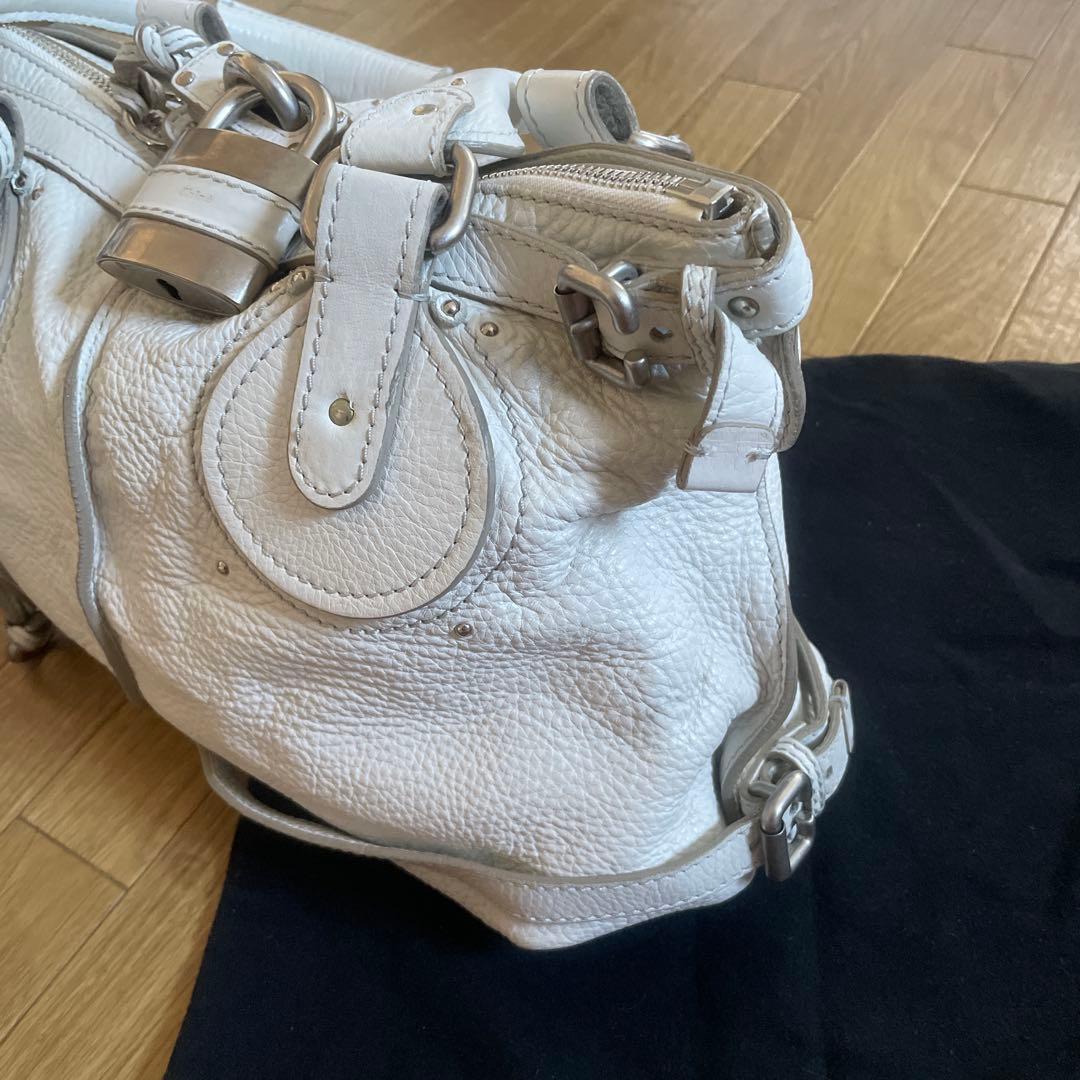 ホワイトレザー　 パディントン　ロック付き