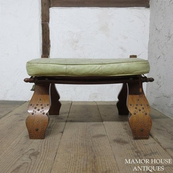 イギリス アンティーク 家具 スツール リアルレザー ベル 英国 4731e