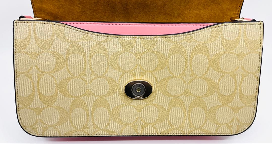 【新品・未使用】COACH シグネチャー ピンク フラップ ショルダー バッグ