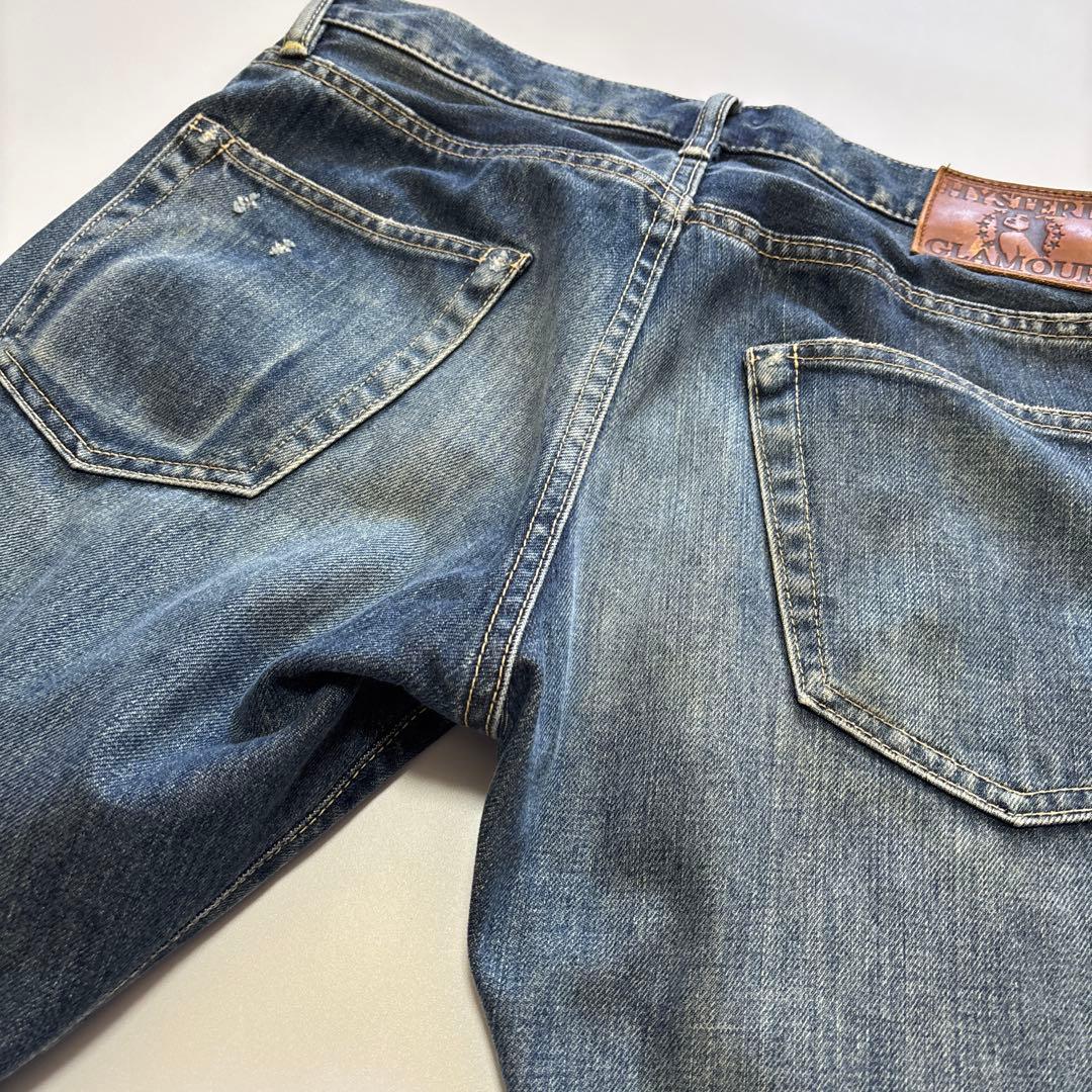 ヒステリックグラマー　ビンテージ加工　スタッズ　デニムパンツ