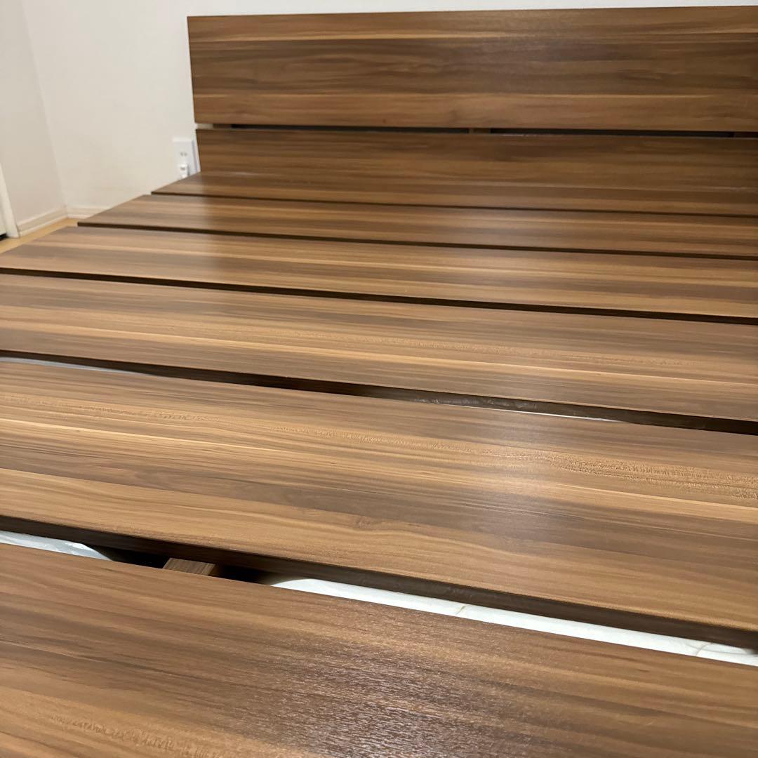 指値教えてください30日削除LOWYA 木目調ダブルベッドフレームヘッドボード付