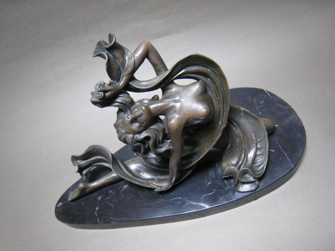 ブロンズ像　舞女　G. Michiel　銅像　インテリア　大理石台座　38ｃｍ
