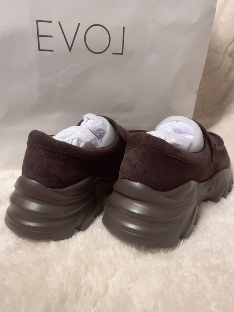 お値下不可EVOL♡新品スニーカーソールローファー IZ5849 （ブラウン）S