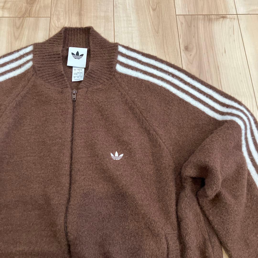 adidas SSTトラックトップ ニットブラウン ジップアップジャージ