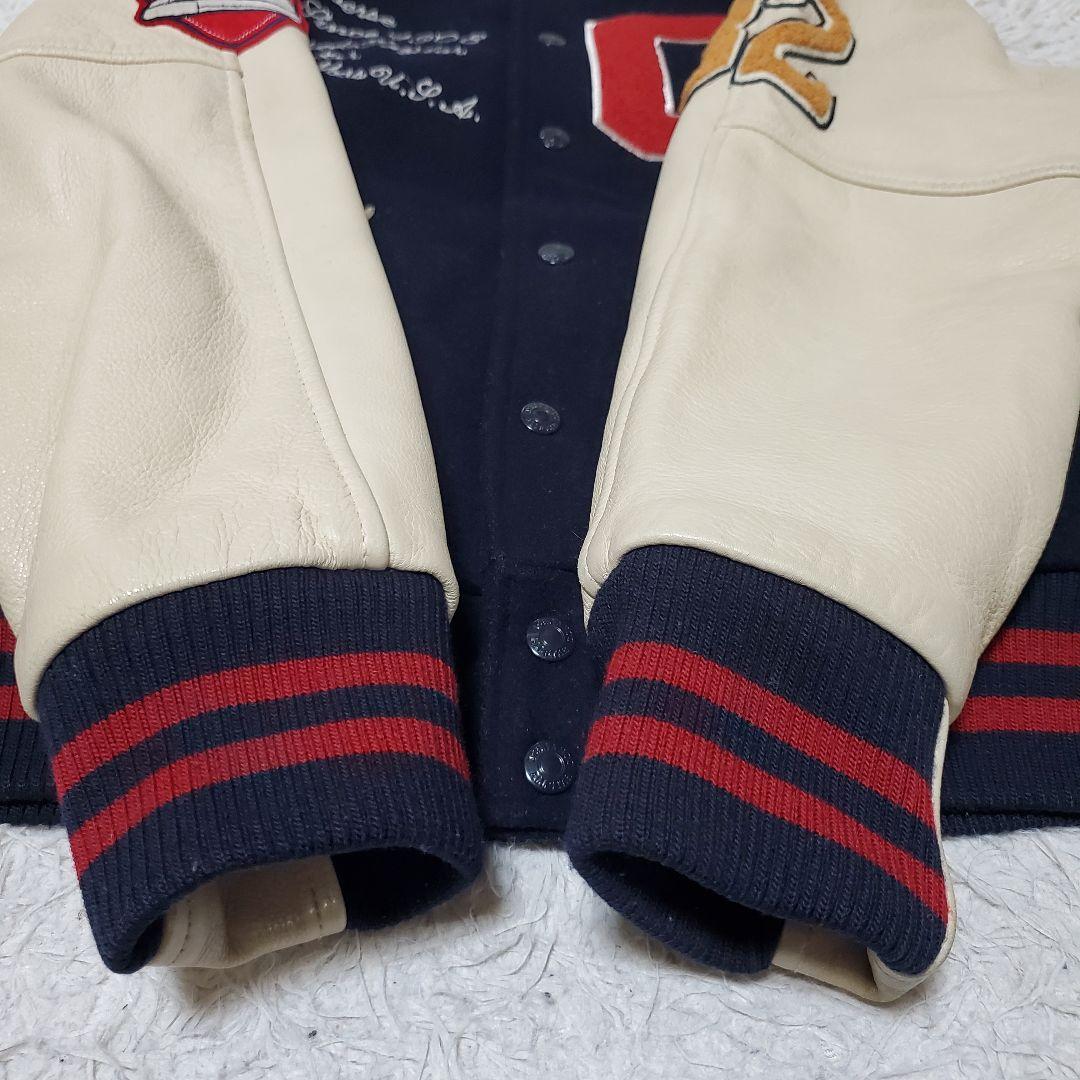 美品 希少 CONVERSE コンバース レザー袖 スタジャン バック刺繍 M