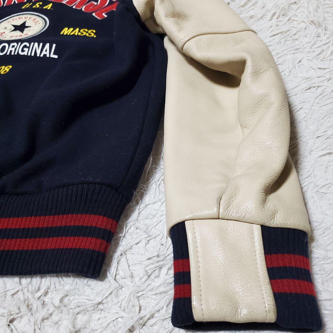 美品 希少 CONVERSE コンバース レザー袖 スタジャン バック刺繍 M