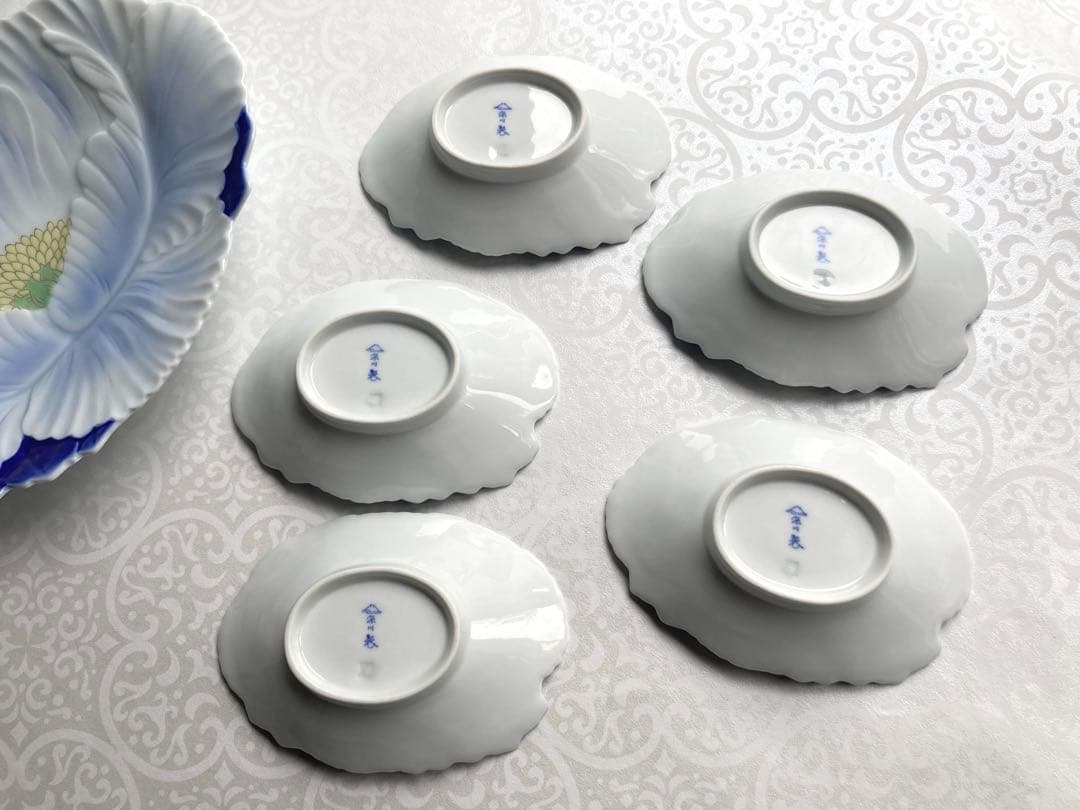 深川製磁　菓子器揃　盛皿　銘々皿　牡丹形