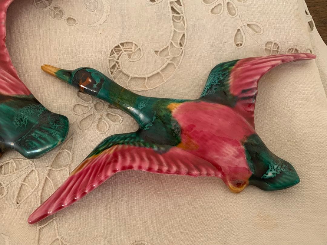 フランス　蚤の市　鳥の親子　２匹セット　ブロカント