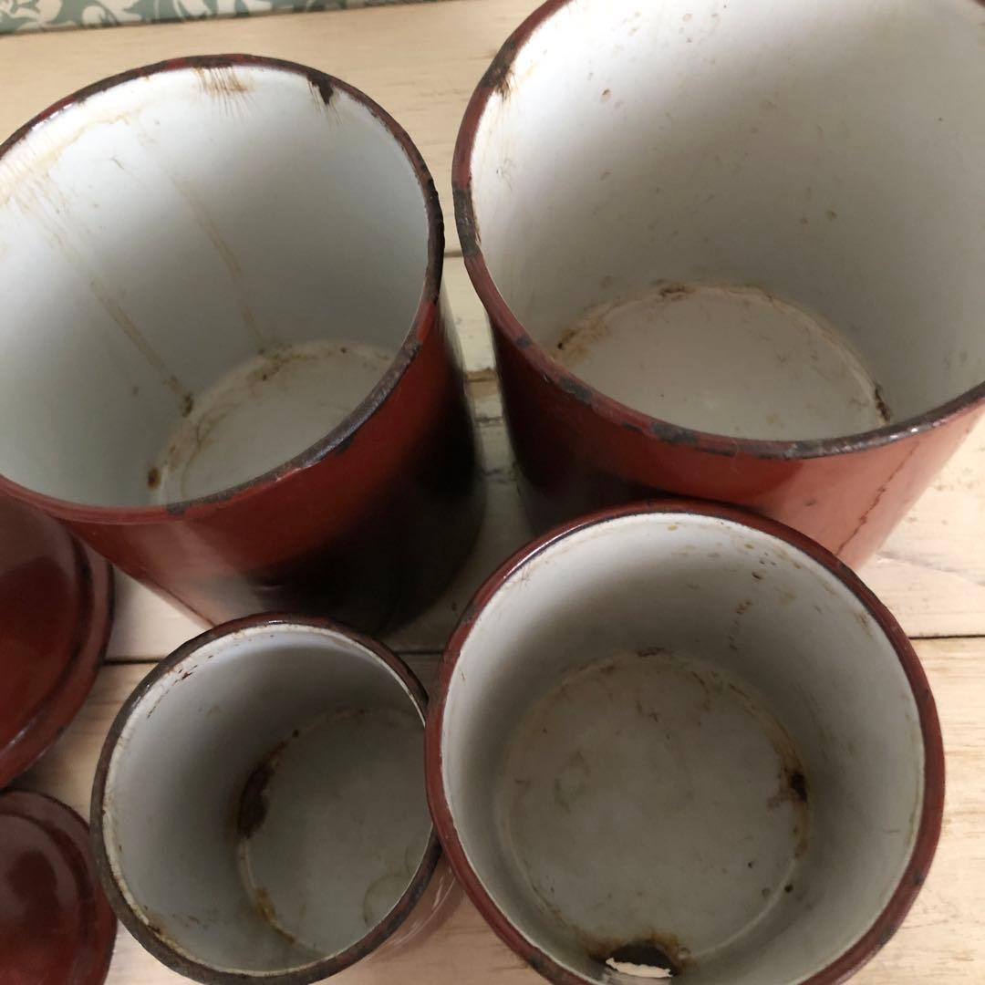 BF社アンティークホーローキャニスターセット 1900年初頭製BB社