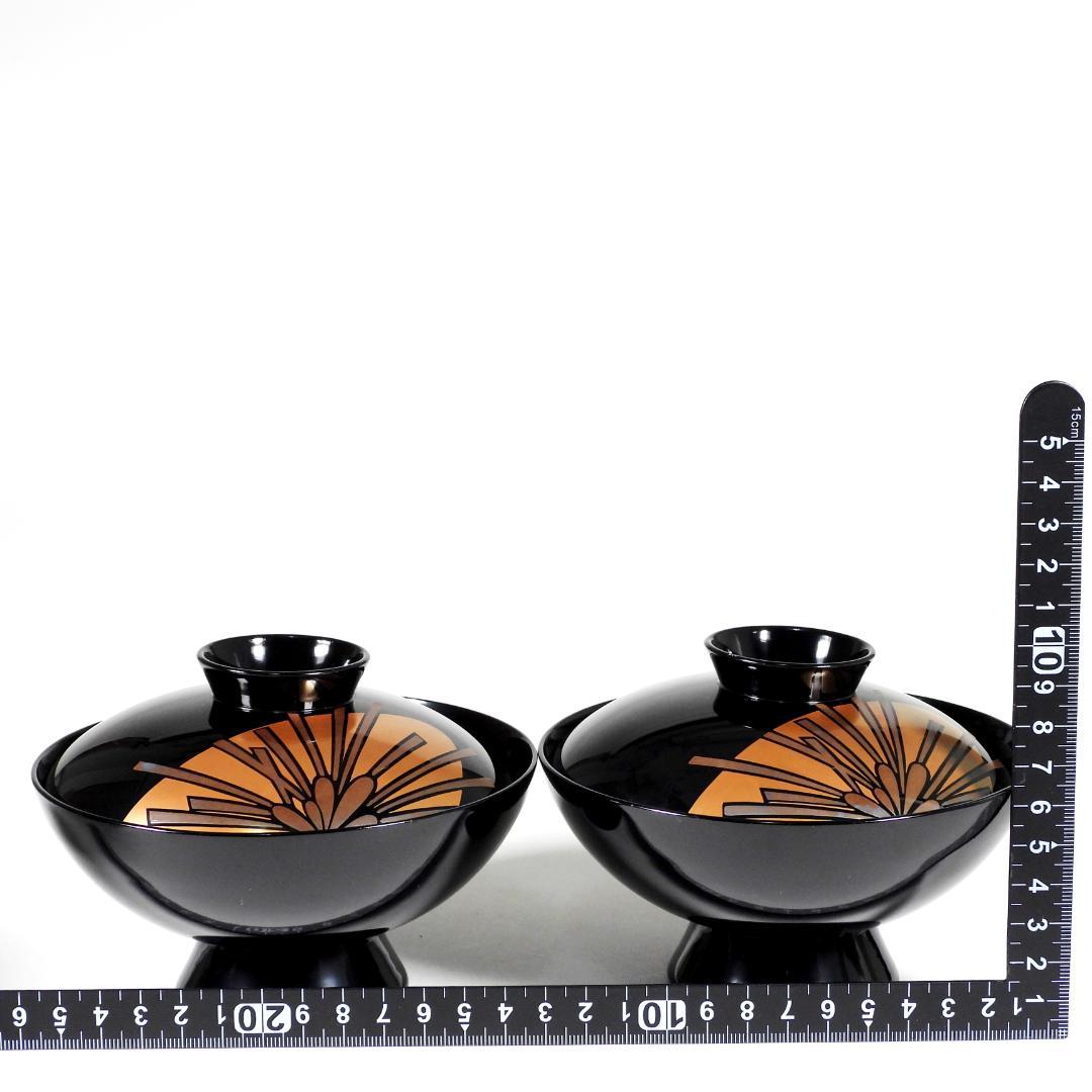 輪島塗　漆器　本金蒔絵花絵紋　木製　蓋付椀　お煮物椀　吸物椀　10客