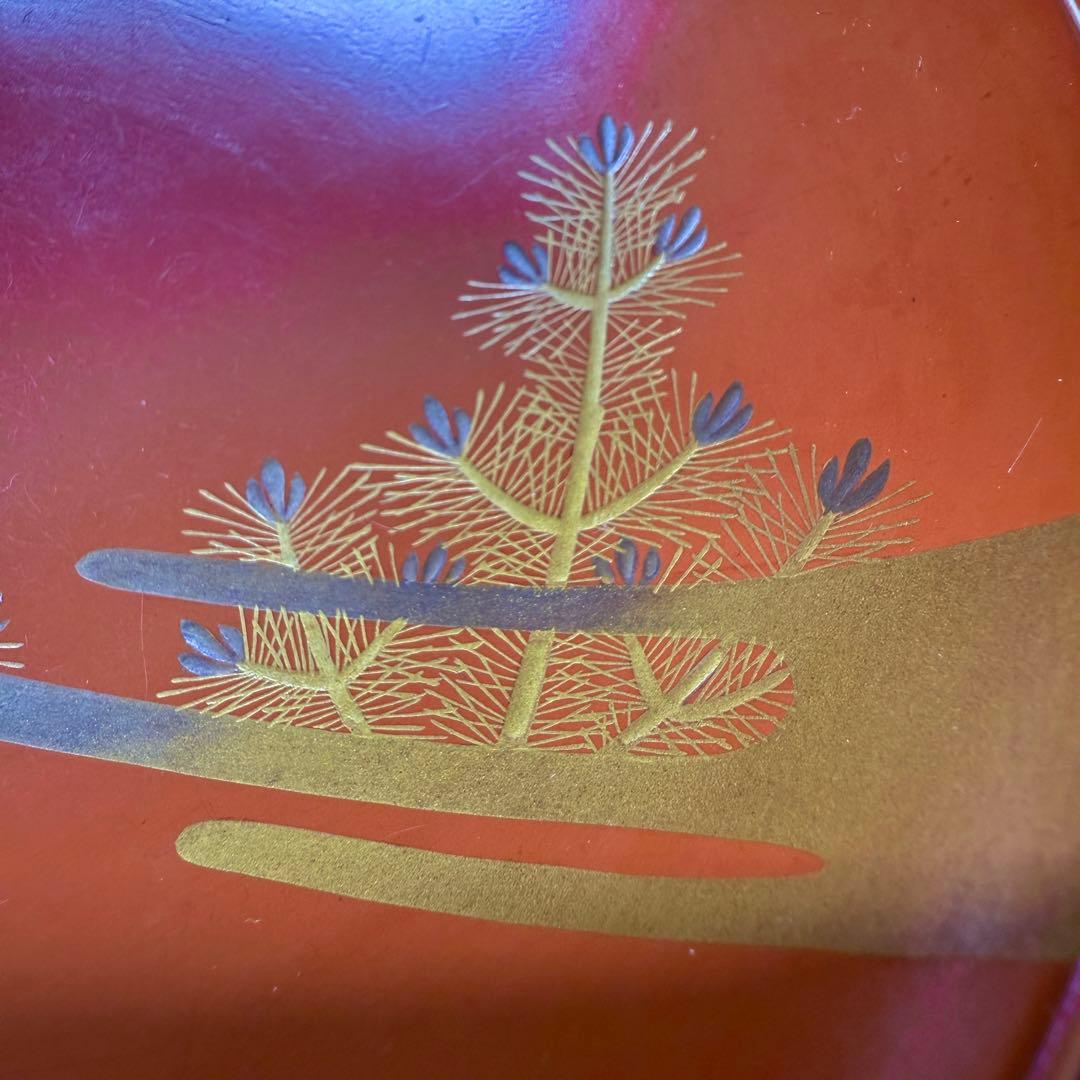 漆器　輪島塗　金蒔絵松鶴文　木製　蓋付椀　お煮物椀　吸物椀　5客　骨董品