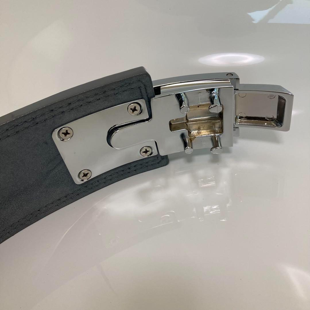 パワーベルト ウェイトリフティング 本革 グレー×艶シルバー レバーアクション