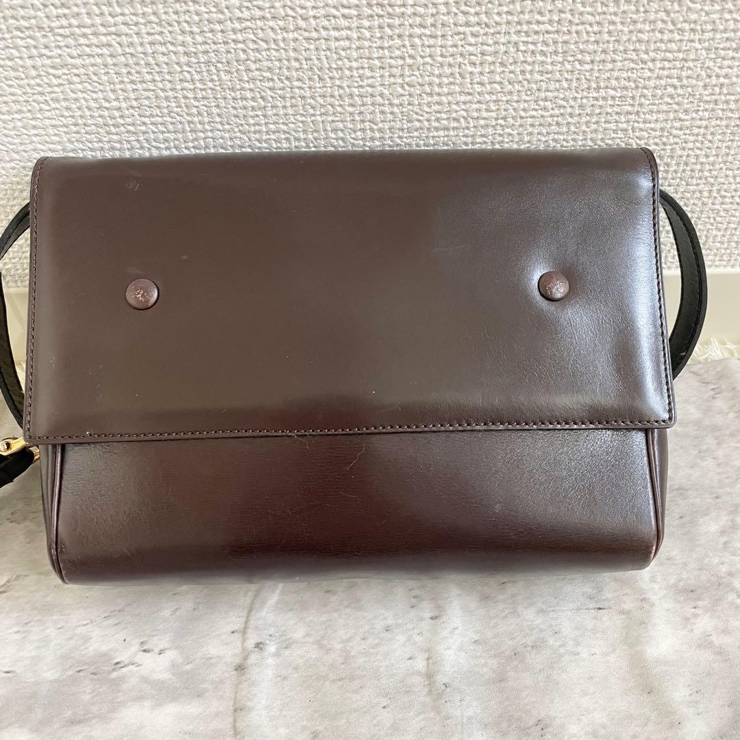 セリーヌ レザー ショルダーバック レディース メンズ ブラウン 馬車金具