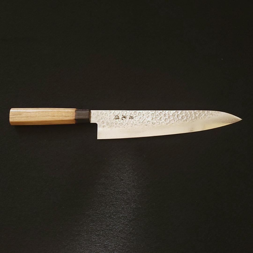 AUS10 ダマスカス 牛刀包丁 240㎜ G9361 焼栗柄 月光作 １点物