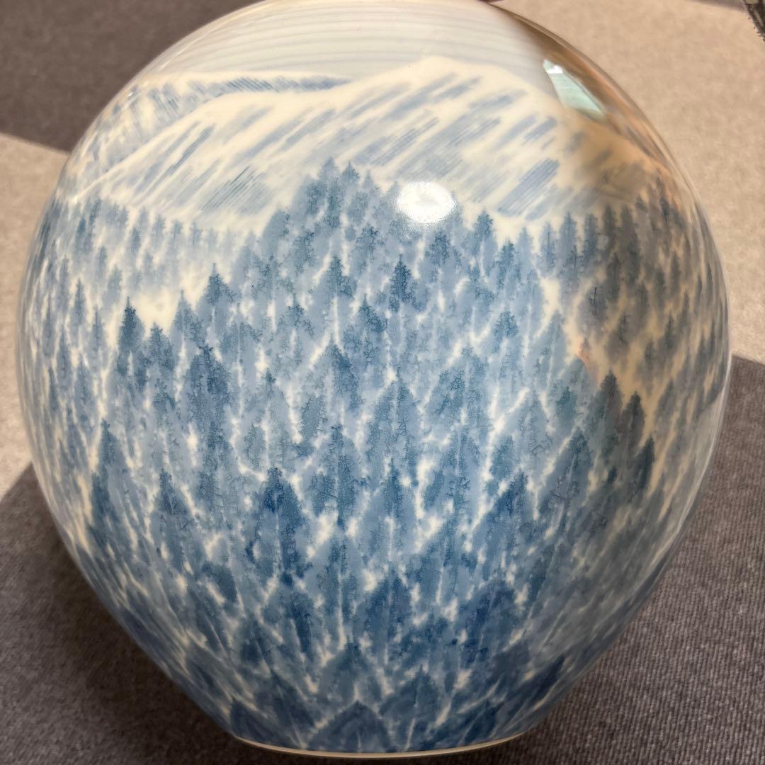 藤井朱明 壺 飾り壺 花器 日展人気作家 有田焼 大き早春 花瓶