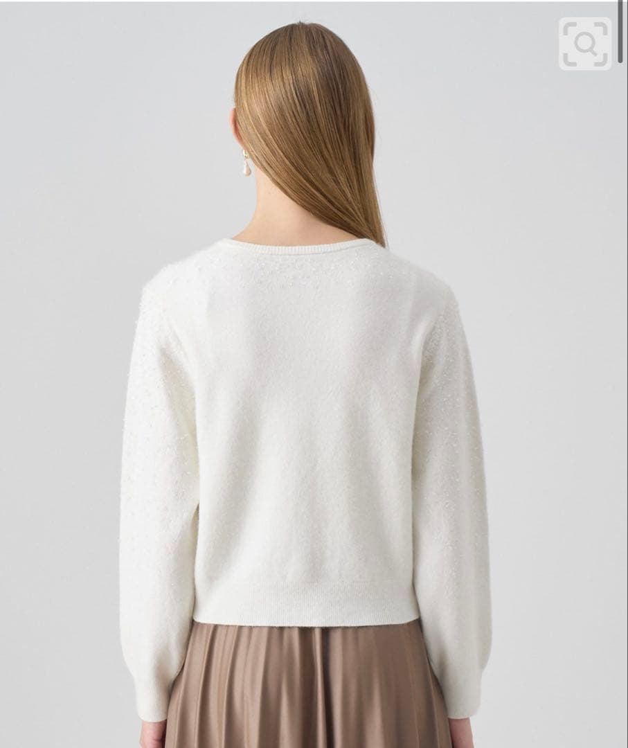 アナイ　リップルビーズカーディガン　オフホワイト　38サイズ