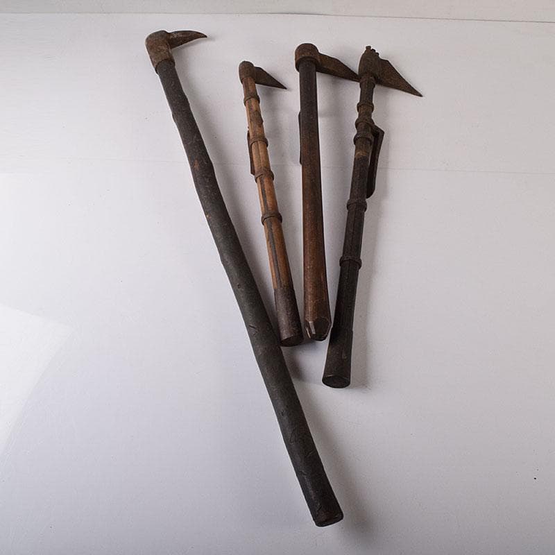火消道具　古い鳶口　古鉄製　鳶口　火消鉤　4点まとめて　V　R8466H